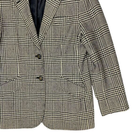 Lauren Ralph Lauren Blazer Size 12 Houndstooth Wool Silk Cashmere Classic Jacket - Picture 4 of 16